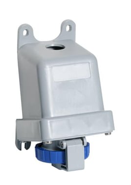 Surface socket-outlet, earthing sleeve position 6h, rated current 16A, IP67 watertight, 2-poles+earth, frequency 50-60 Hz, color code Blue 2CMA167149R1000