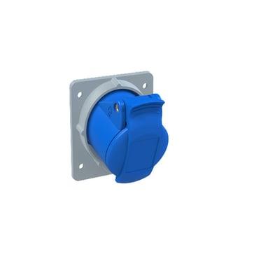Socket-outlet, panel mounting, 6h, 16A, IP44, minimized flange, angled, 2P+E 2CMA170004R1000