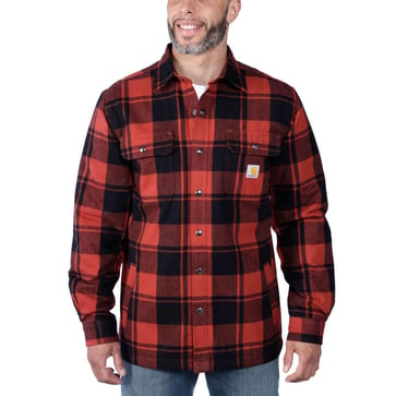 CARHARTT FLANNEL SHERPA-LINED SHIRT JAC R81/RED S 105939R81-S