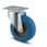 Drejeligt hjul, elastisk gummi, blå, Ø125 mm, 250 kg, rulleleje, med plade Byggehøjde: 155 mm. Driftstemperatur:  -20°/+80° 00004632 miniature