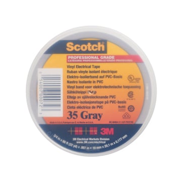 Scotch® 35 grå  farvebestandig  mærke- og isolationstape flammehæmmende 19 mm x 20 m & 0.18 mm tyk 7100239019