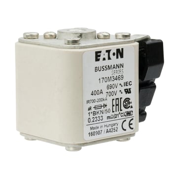Sikrings link, high speed, 400 A AC 690 V, compact size 1, aR, IEC, UL, single indicator 170M3469