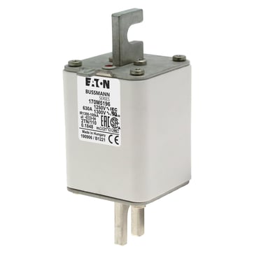 Sikrings link, high speed, 630 A AC 1250 V, size 2, 61 x 75 x 138 mm, aR, DIN, IEC, type T indicator 170M5196