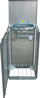 Waste rack B207 UNIVERSAL – single – grey steelframe w/perforated plate B207