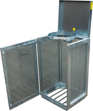 Waste rack B207 UNIVERSAL – single – galv. steelframe w/perforated plate B207-GALV