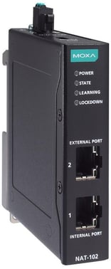 MOXA NAT-102, Industriel 2-port NAT router, 100 Mbit, ultra kompakt, let at konfigurere, Secure boot, Ex, Atex Class 1 Division 2, NEMA TS2, EN-50121-4, -10 til 60°C 52673