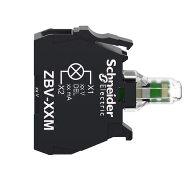 Harmony lysmodul til bundmontage i XAL med en grøn LED og 12-24V AC/DC forsyning til vedligehold ZBVB3M