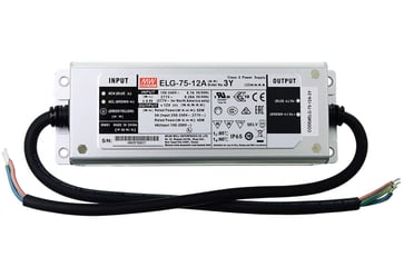 12VDC MW strømforsyning 75W IP65 SP ELG-75-12A-3Y