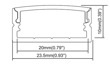 Aluminium Profil type 12-2411 med opal diffuser, 2500mm SI ALU2411-ALU-OP-12
