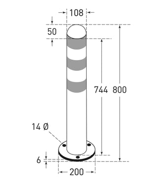 Charge point impact protection bollard in steel 800mm for use w/anchor bolts 280367