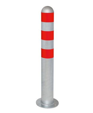 Charge point impact protection bollard in steel 800mm w/red reflective rings for use w/anchor bolts 280371
