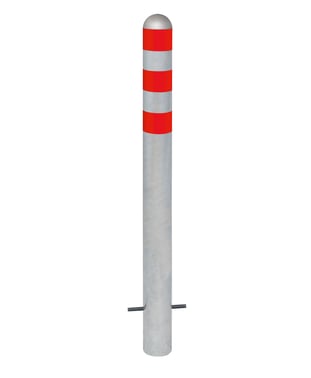 Charge point impact protection bollard in steel 800mm w/red reflective ring for concrete in 280376