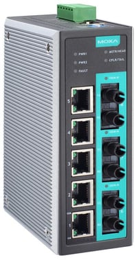 MOXA EDS-408A-3M-ST, 8-port Managed Layer 2 Ethernet Switch, 3x Multimode fiber ST, Turbo-Ring, Turbo-Chain, RSTP/STP, DIN-skinne, 9,6-60 VDC, -10 til +60°C, ATEX, NEMA TS2, DNV godkendt 43473