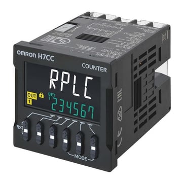 Tæller, skrueterminaler, 48x48 mm, IP66, 6 count digits, multifunktion: 1&2-stage, total, batch, dual, twin counter, tachometer, DPST transistor udgang, 100-240 VAC supply, 12 VDC aux. supply H7CC-AWS 700360