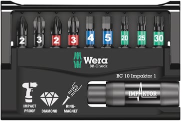 Wera Bit-Check 10 Impaktor 1 Bit Set 10 tools 05057680001