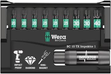 Wera Bit-Check 10 TX Impaktor 1 Bit Set 10 tools 05057688001