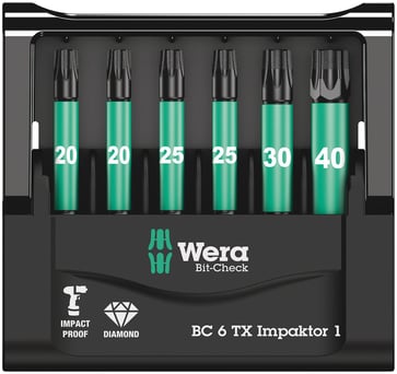 Wera Bit-Check 6 TX Impaktor 1 Bitssæt 6 dele 05057693001