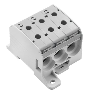 Potential distributor terminal, screw connection, 95, 1000 V, 232 A, number of connections: 6, number of poles: 1, TS 35, Mounting plate, Light Grey 2874560000