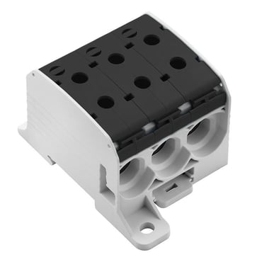 Potential distributor terminal, screw connection, 95, 1000 V, 232 A, number of connections: 6, number of poles: 1, TS 35, Mounting plate, Light Grey, black 2874570000