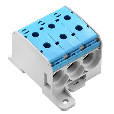Potential distributor terminal, screw connection, 95, 1000 V, 232 A, number of connections: 6, number of poles: 1, TS 35, Mounting plate, Light Grey, blue 2874580000