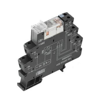 Relay module, 24…230 V UC ±10 %, green LED, rectifier, 2 CO contact (AgNi) , 250 V AC, 8 A, screw connection, Test button available: No 2662880000