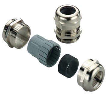 Cable gland (metal), VG MS (standard brass cable gland), straight, M 16, 7 mm, OD min. 5 - OD max. 10 mm, IP54, IP66, IP67, IP68 - 5 bar (30 min.), Brass, nickel-plated 1909910000