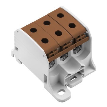 Potential distributor terminal, screw connection, 50, 1000 V, 150 A, number of connections: 6, number of poles: 1, TS 35, Mounting plate, Light Grey, brown 2874540000