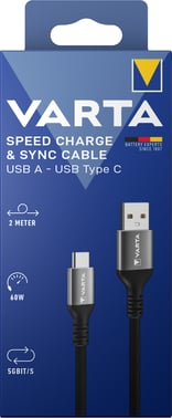 Varta Speed Charge & Sync Kabel USB A til USB Type C 57935101111