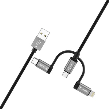 Varta Speed Charge & Sync Kabel 3in1 USB A til Lightning/Micro/Type C 57937101111