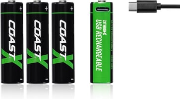 Coast USB-C Rechargeable AA Battery 1.5V 2400 mAh 4 pcs with charger 100047534