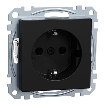 socket-outlet, Schuko, screwless,Ocean Plastic, black, System M MEG2300-0403
