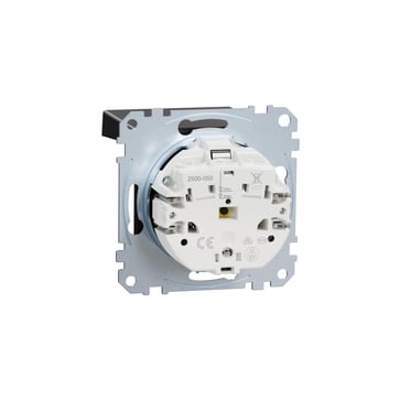 SCHUKO socket-outlet with hng.lid, shutter, screwl. term., black matt, System M MEG2310-0403