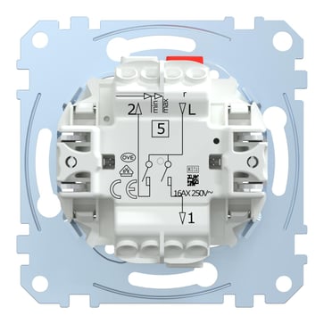 2 Switch, Merten inserts, double 1-way, 16AX, screwless terminals, MEG3615-0000