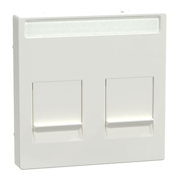 Cover plate, Merten System M, with lid & label for 2 data socket, polar white MEG4564-0319
