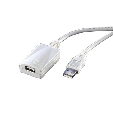 USB 2 Aktiv forlængerkabel 5m Hvid 12.99.1100