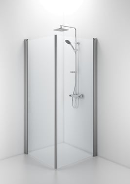 Ifö Space shower corner 800 x 800 mm cm with curved doors Alu/clear 058880090