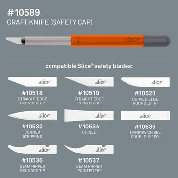 Slice Præcisionskniv med sikkerhedskappe 10589 inklusiv blad 10518 5810589