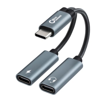 USB-C til USB-C PD og USB-C Hun-adapter Sølv 13cm MC-USBC-CFCF
