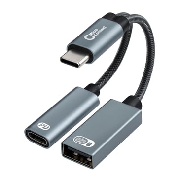 USB-C til USB-C PD og USB-A 2.0 Hun-adapter Sølv 13cm MC-USBC-CFAF