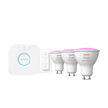 Philips Hue LED Spot White & color ambiance 5,7W (35W) GU10 Dimmable Starter Kit 3-pack incl. Bridge and Switch 929001953113