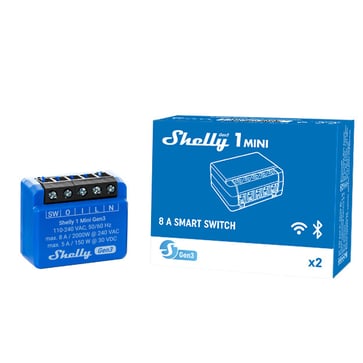 Shelly 1 Mini (GEN 3) - WiFI relæ med potentialfrit kontaktsæt (230VAC) 3800235261576
