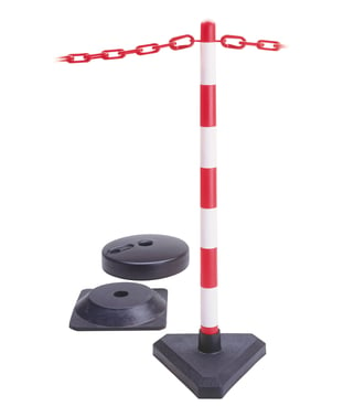 Afspærringsstolper med kæde rød/hvid 180245