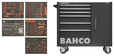 Bahco 40” værktøjsvogn med 6 skuffer samt pratisk sideskab. indeholder 237 dele 1475KXL6CBFF1SD