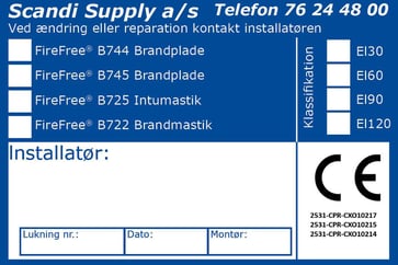 FireFree CE-Etiket "B744-B745-B725-B722" - 100 stk/rll 99008