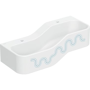 Geberit Bambini play and washspace, with two washbasin areas, lower basin on the left: B=90cm, Tap hole=left and right, ocean blue 502.973.SX.1