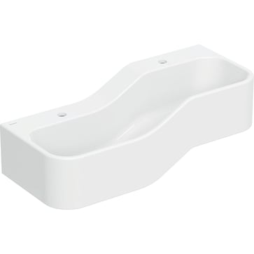 Geberit Bambini play and washspace, with two washbasin areas, lower basin on the left: B=90cm, Tap hole=left and right, white alpine 502.973.00.1