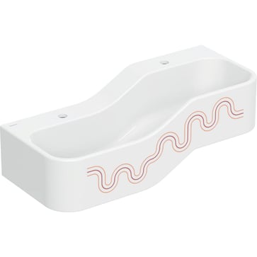 Geberit Bambini play and washspace, with two washbasin areas, lower basin on the left: B=90cm, Tap hole=left and right, carmine red 502.973.FY.1