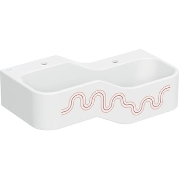 Geberit Bambini play and washspace, with two washbasin areas, lower basin on the right: B=90cm, Tap hole=left and right, carmine red 502.974.FY.1