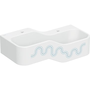Geberit Bambini play and washspace, with two washbasin areas, lower basin on the right: B=90cm, Tap hole=left and right, ocean blue 502.974.SX.1