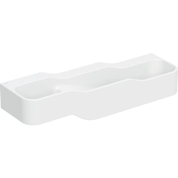 Geberit Bambini play and washspace, with three washbasin areas, lower basin on the right: B=140cm, Tap hole=without, white alpine 502.976.00.2